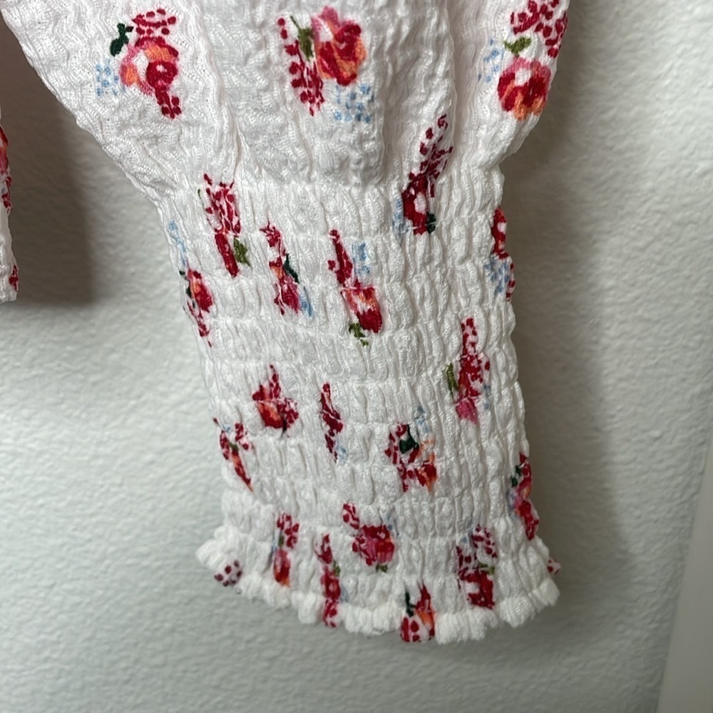 NWT Loft Floral Puff Sleeve Square Neck Top - Picture 6 of 12